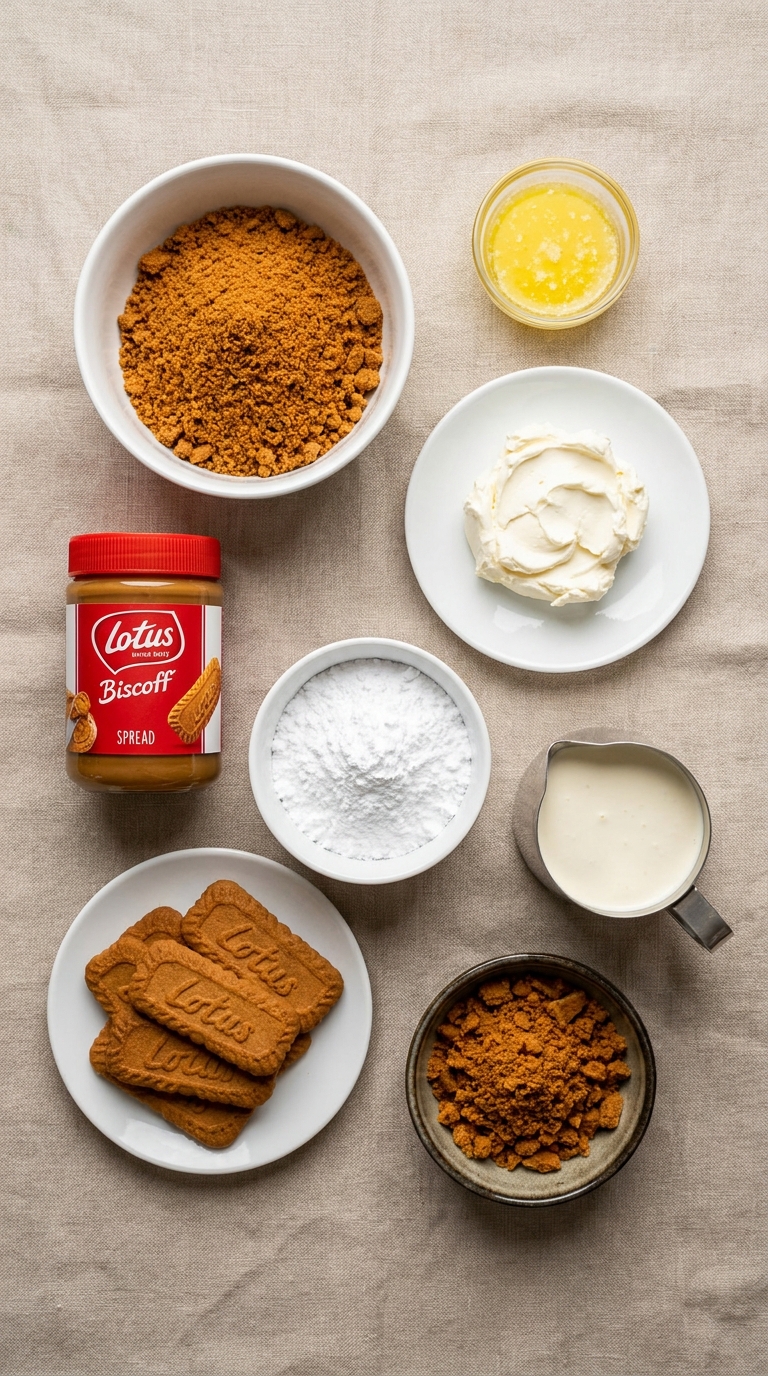 NO-OVEN BISCOFF CHEESECAKE ingredients