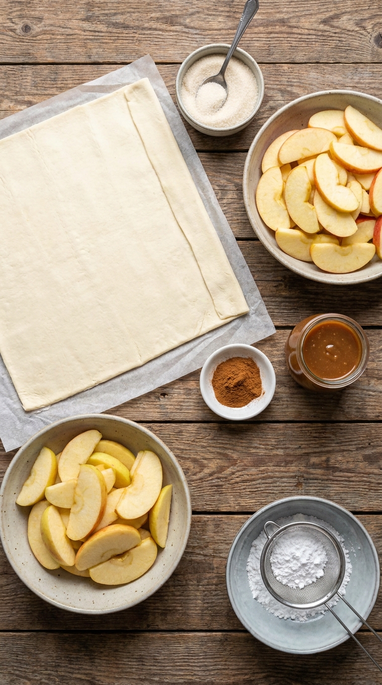 Caramel Apple Puff Pastry Rings ingredients