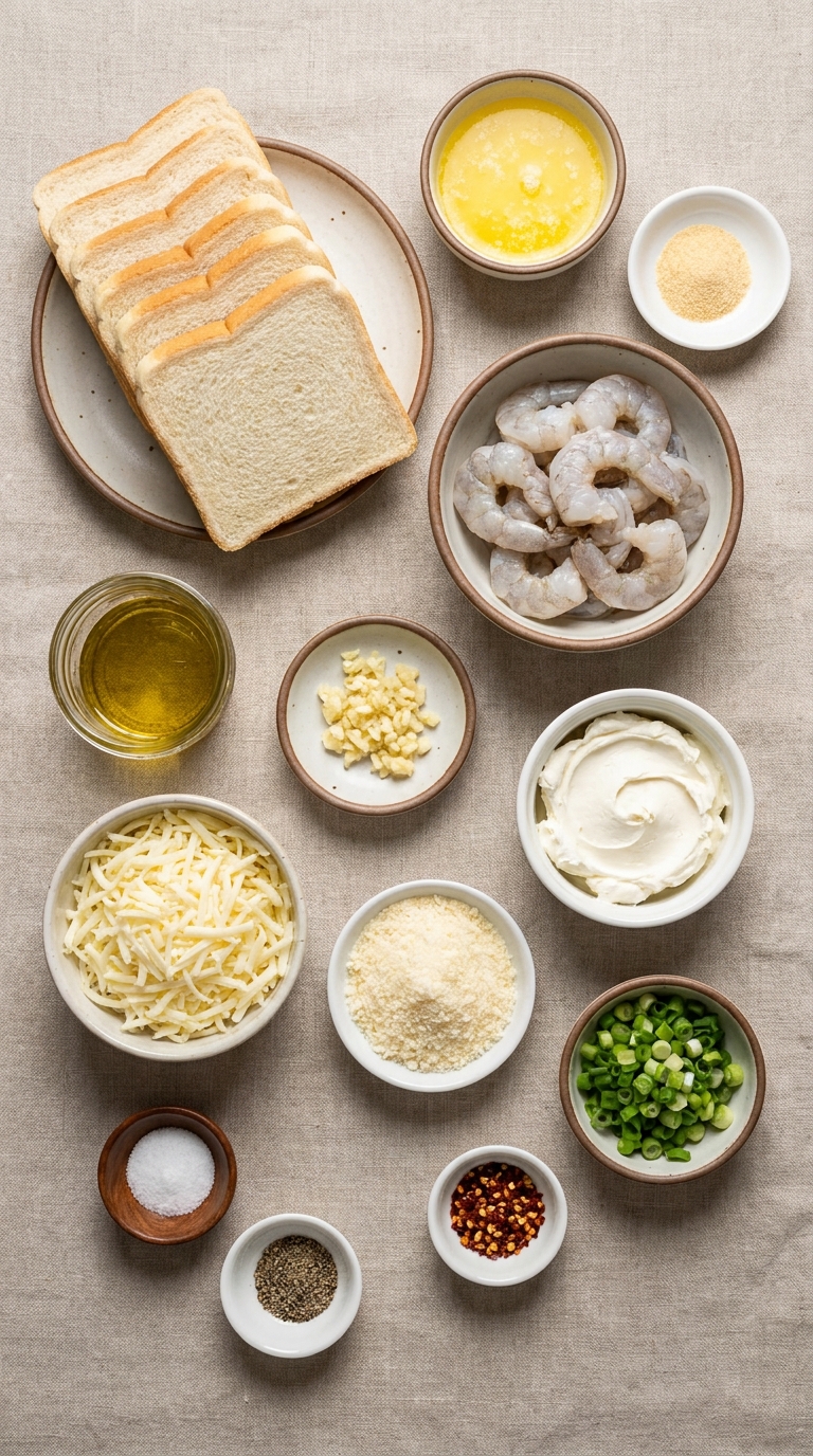 Cheesy Shrimp Bread Cups ingredients