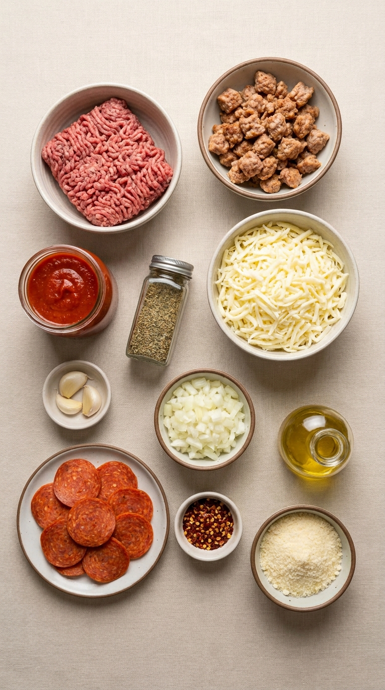 Meat Lovers Pizza Tot Casserole ingredients
