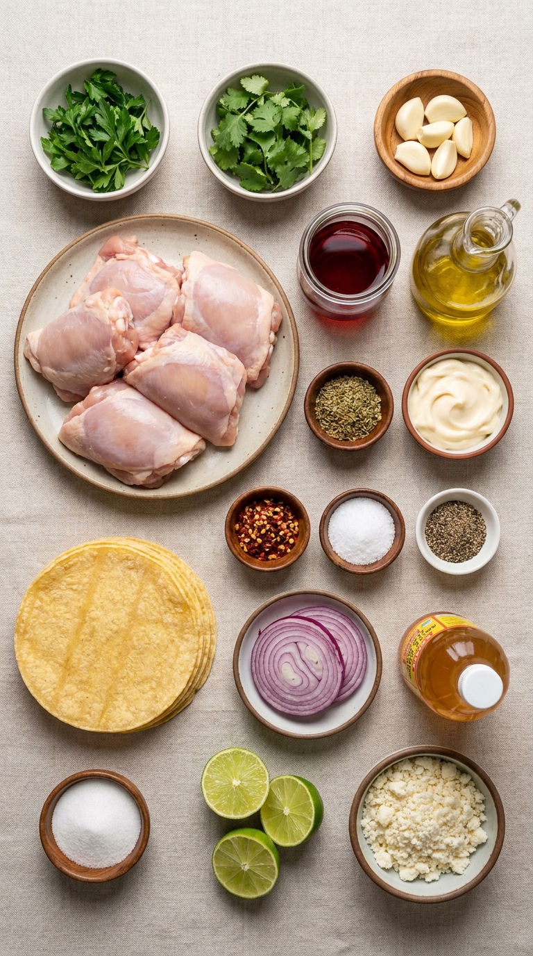 Creamy Chimichurri Chicken Tacos ingredients