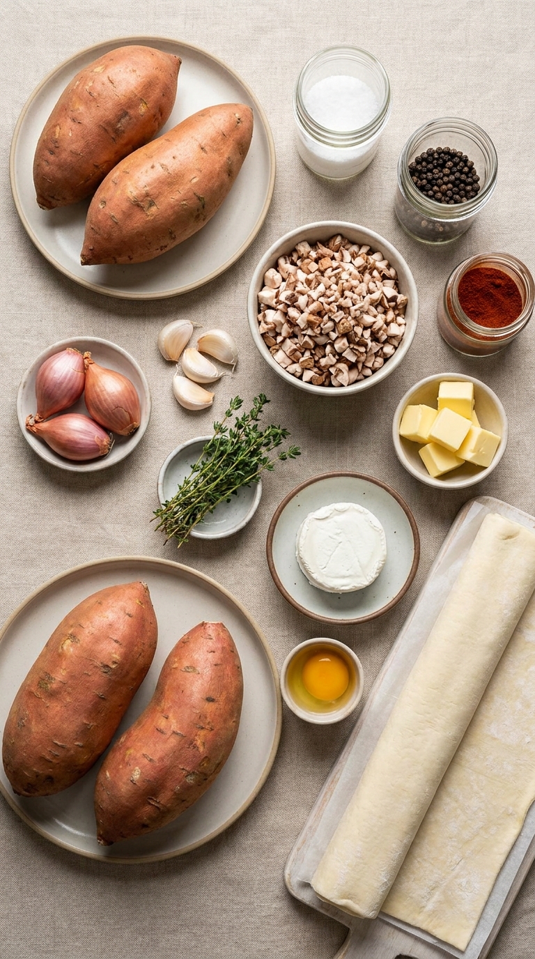 Sweet Potato Duxelles Puff Bomb ingredients